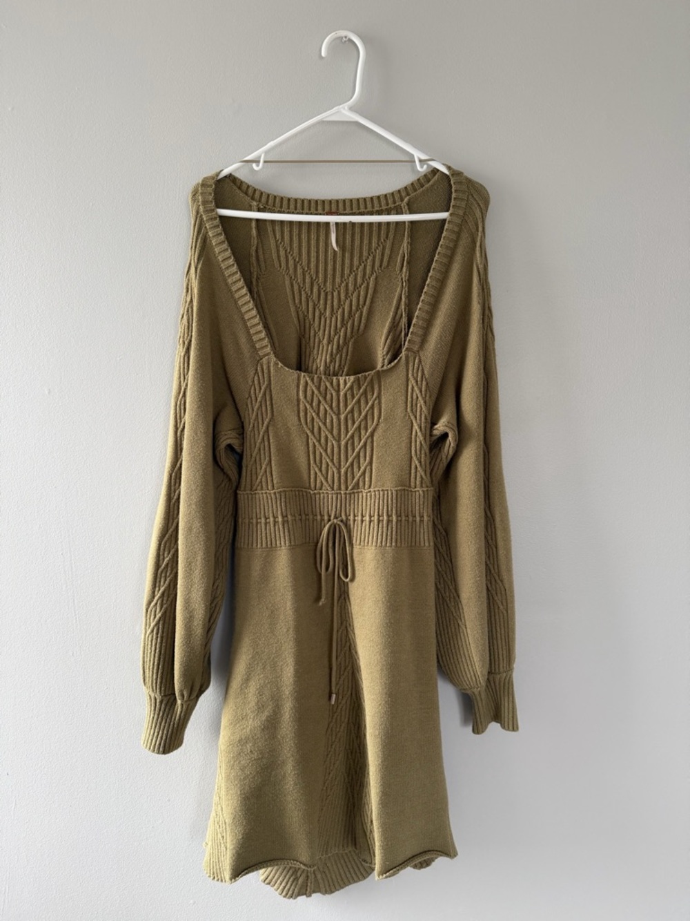Free People Olive Green Ribbed Knit Dress